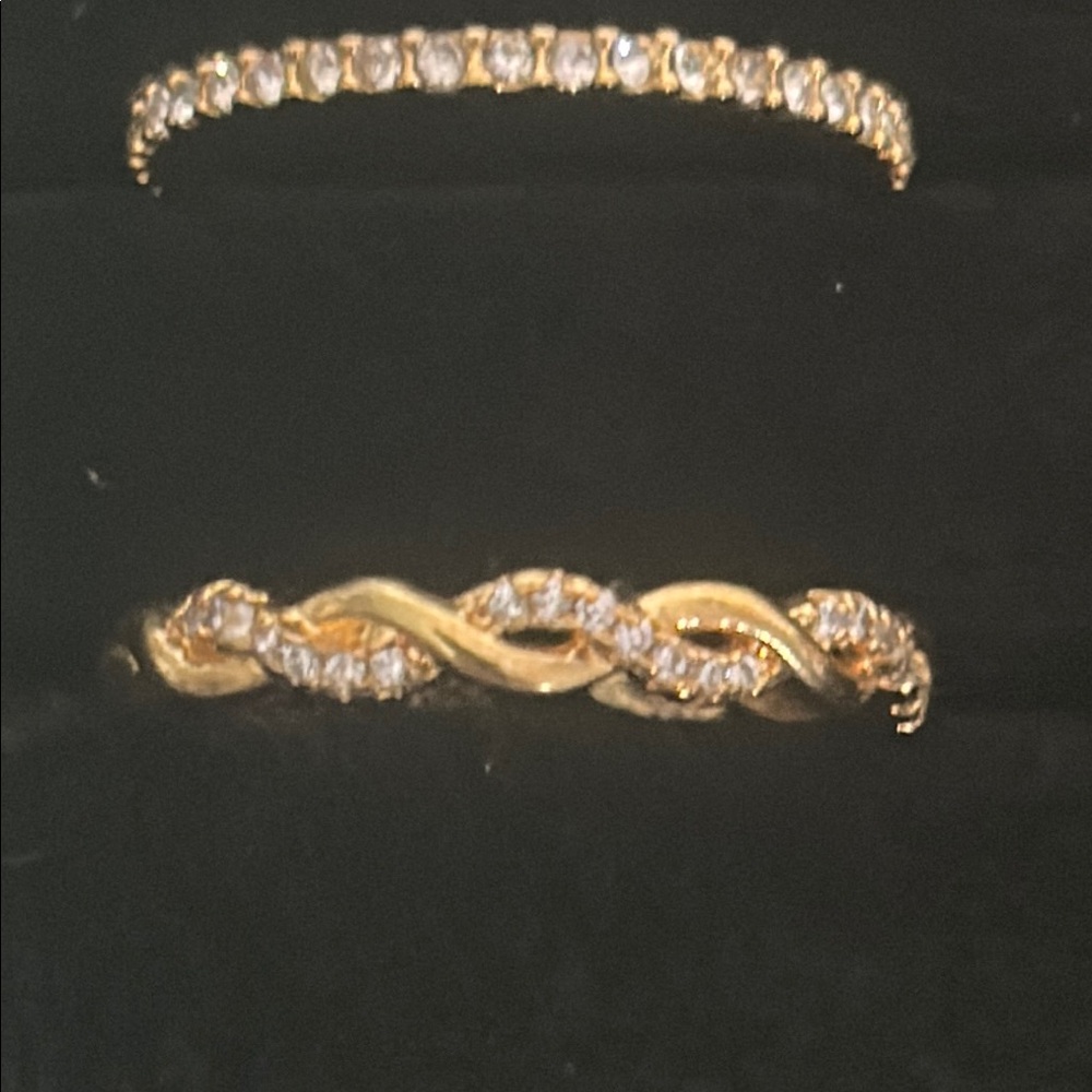 6 Piece J. Crew Gold Tone and Micro Pavé Rhinestone Women's Stacking Ring Set - Picture 6 of 7